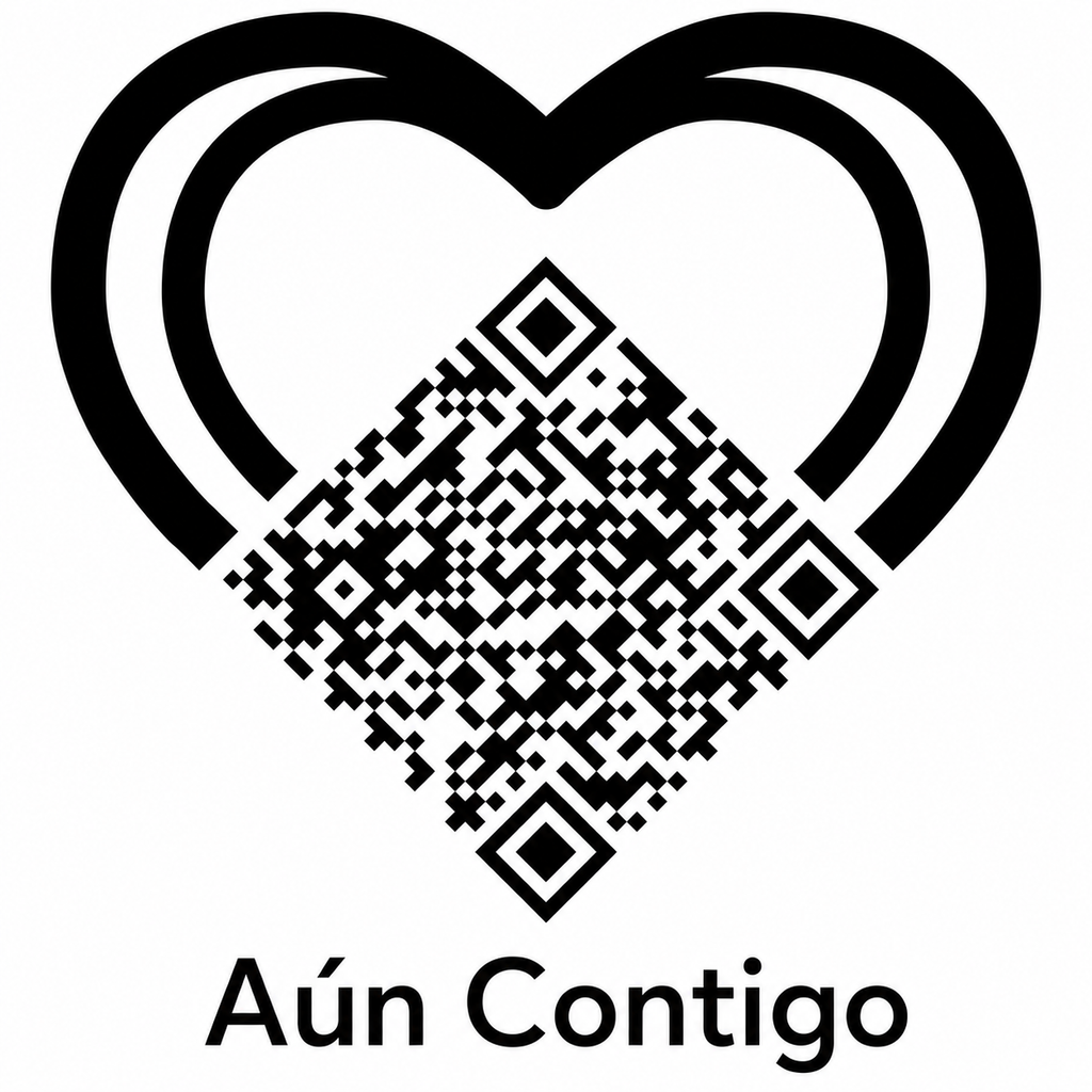 Aún Contigo - logo corazón QR
